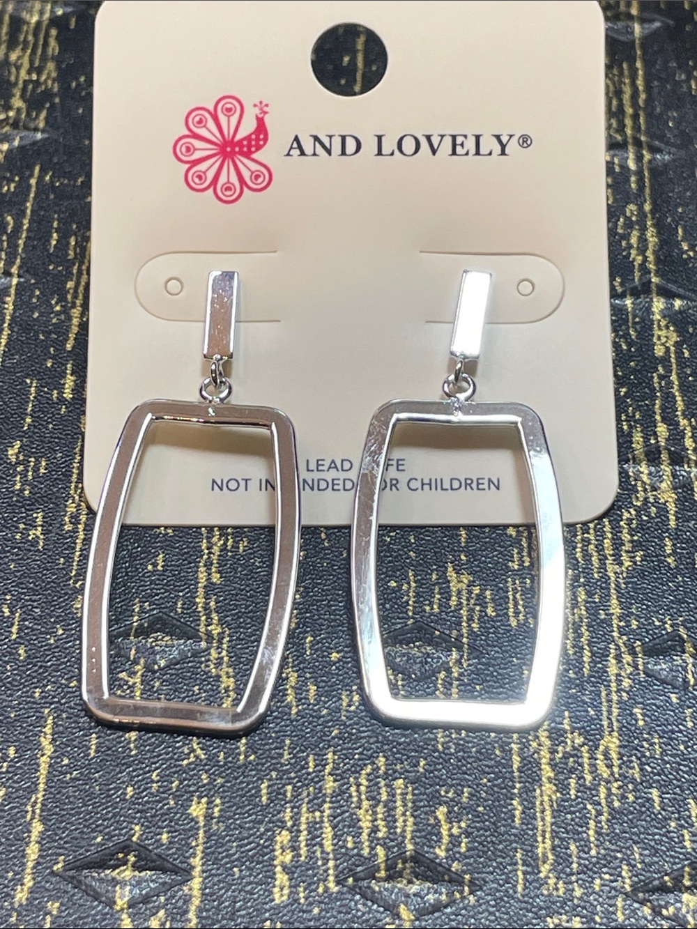 And Lovely Silver Open Rectangle Drop Earrings